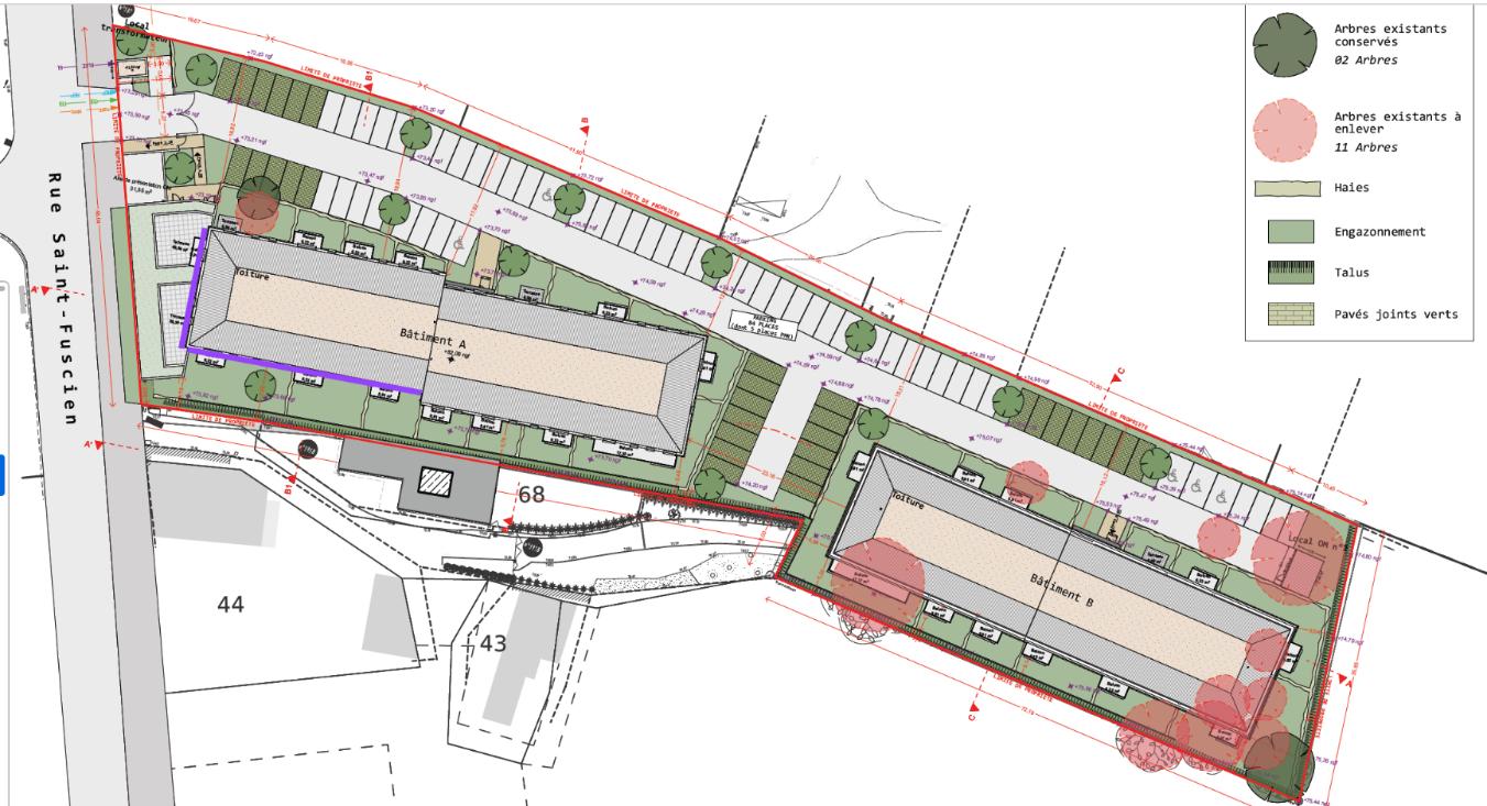 Réalisation d'un ensemble de deux bâtiments en R+2 de 78 logements collectifs - Rue Saint Fuscien — photo 1